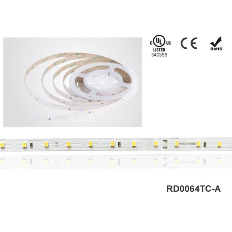 LED стрічка RISHANG 64-2835-24V-IP20 6W 880Lm 3000K 5м (RD0064TC-A-WW)