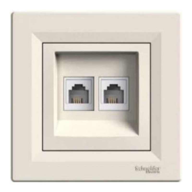 Розетка компьютерная RJ45 кат.6 UTP двойная кремовая Asfora, EPH4800123