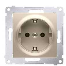Одинарная электрическая розетка Kontakt Simon Simon 54 Premium DGSZ1Z.01/44 с заземлением Schuko со шторками (золото)