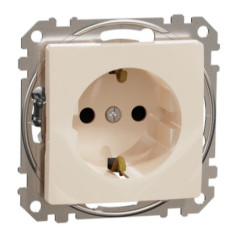 Розетка Schneider Electric Sedna Design & Elements с заземлением и шторками бежевая SDD112022