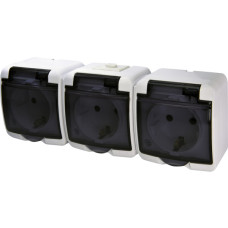Розетка трехместная Eti Hermetics RHE-3sd с з/к IP54 белая/прозрачная крышка (4668024)