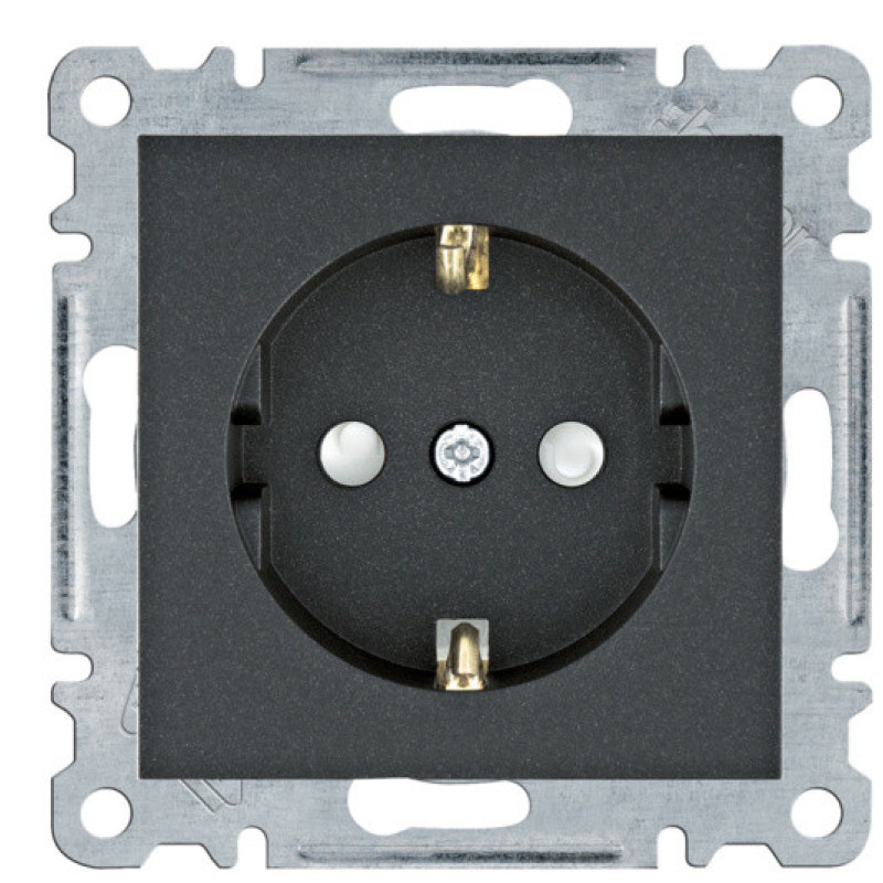Розетка Hager WL1063 Lumina 16А/230В с з/к с защитой контактов (черная)