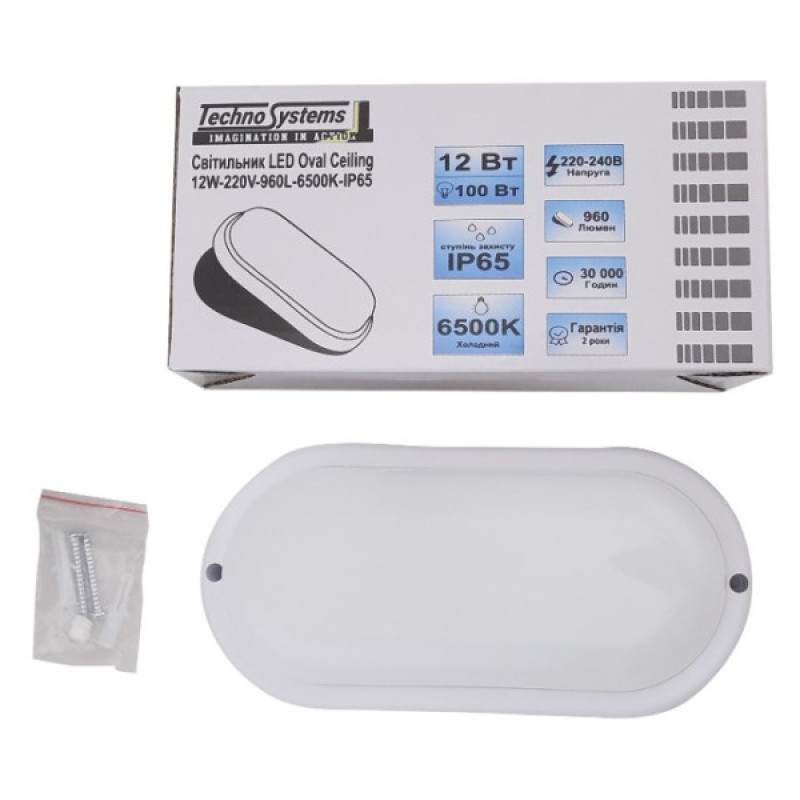 Светильник TNSy LED Oval Ceiling 12W-220V-960L-6500K-IP65 (TNSy5000506)