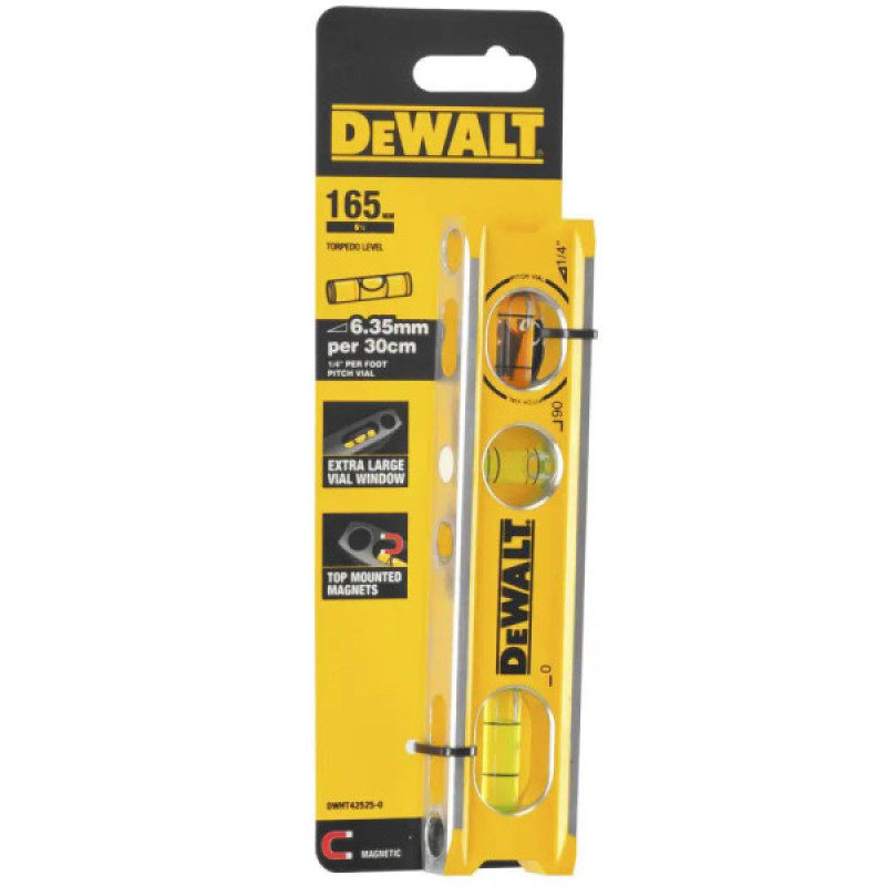 Уровень DeWALT DWHT42525-0 BILLET TORPEDO 3 капсулы 165мм