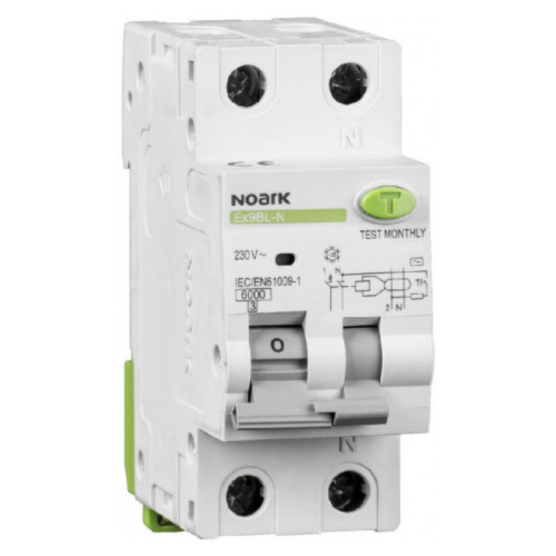 Дифавтомат NOARK Ex9BL-N 1P+N C40 6кА C 40А 30мА AC (107634)