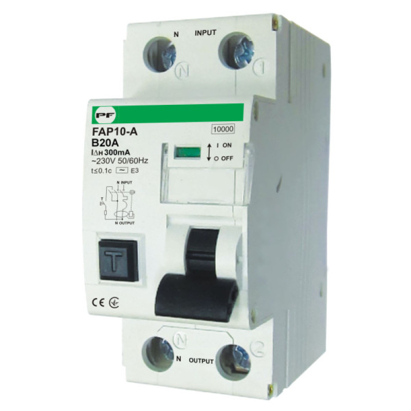 Дифавтомат Promfactor FAP10-A B 20А/0,3A 2P (1P+N) 10кА (FAP10B20300A)