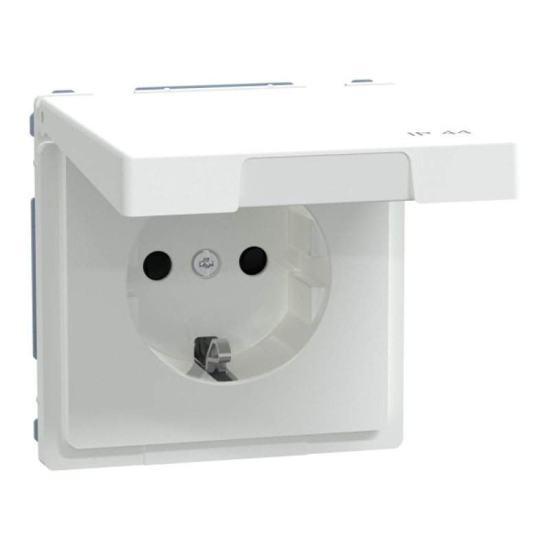 Розетка з заземленням Schneider Electric D-Life MTN2314-6035 з кришкою IP44 білий лотос