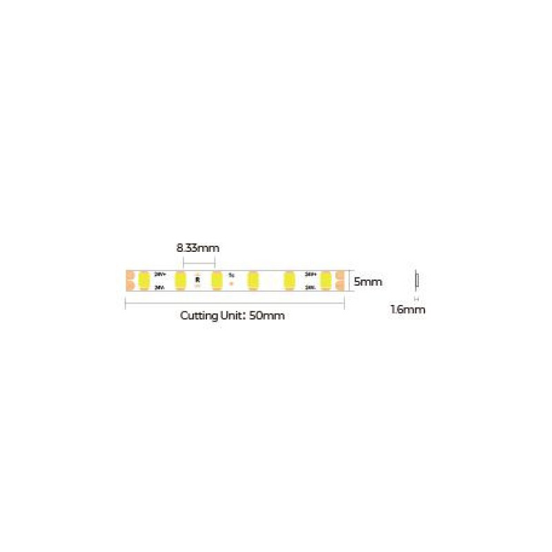 LED лента COLORS 120-2835-24V-IP20 8.4W 800Lm 3000K 5м (D8120-24V-5mm-WW)