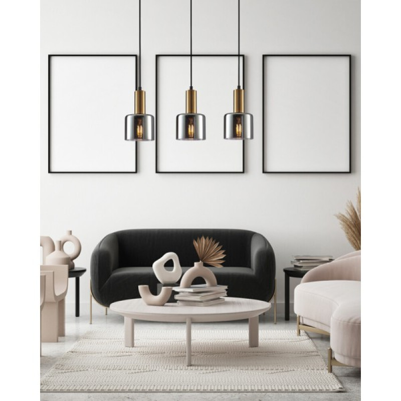 Подвесной светильник, люстра Italux PND-65342-3-BRO+SG Santia E27 3x40W IP20 янтарный