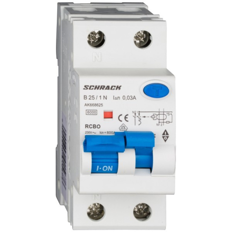 АВДТ Schrack AK668625 6кА 25А 30мА 1P+N х-ка B Тип A