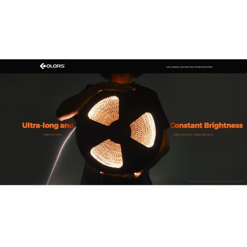LED лента COLORS 120-2835-24V-IP20 8.7W 850Lm 3000K 20м (DS8120-24V-12mm-WW)