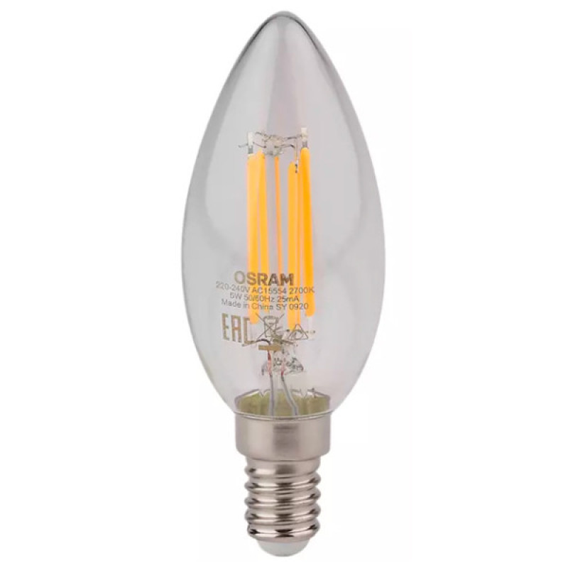 Диммируемая лампа Osram LS CL B60 DIM 5W/827 230V FIL E14 w.o. CE (4058075230354)