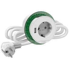 Встраиваемый в стол розеточный блок Schneider Electric INS44004 (2К+З)+USB тип А (белый)