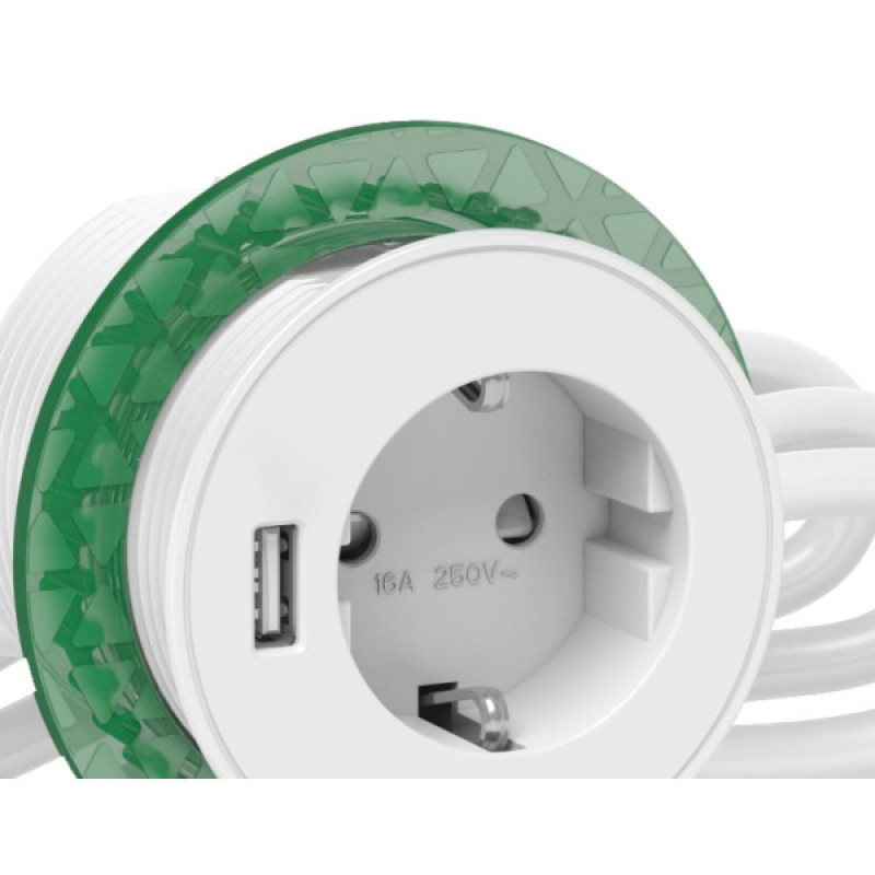 Встраиваемый в стол розеточный блок Schneider Electric INS44004 (2К+З)+USB тип А (белый)