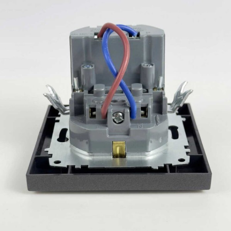 Розетка EL-BI VEGA антрацит матовий 1-на з/з + 2USB (Type C+A) 3A ( 510-016700-347 )