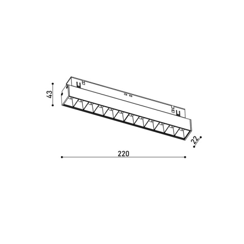 Магнитный трековый светильник Kloodi KDMG-LINE220 DL 12W 4K BK LED 960Lm IP20 черный