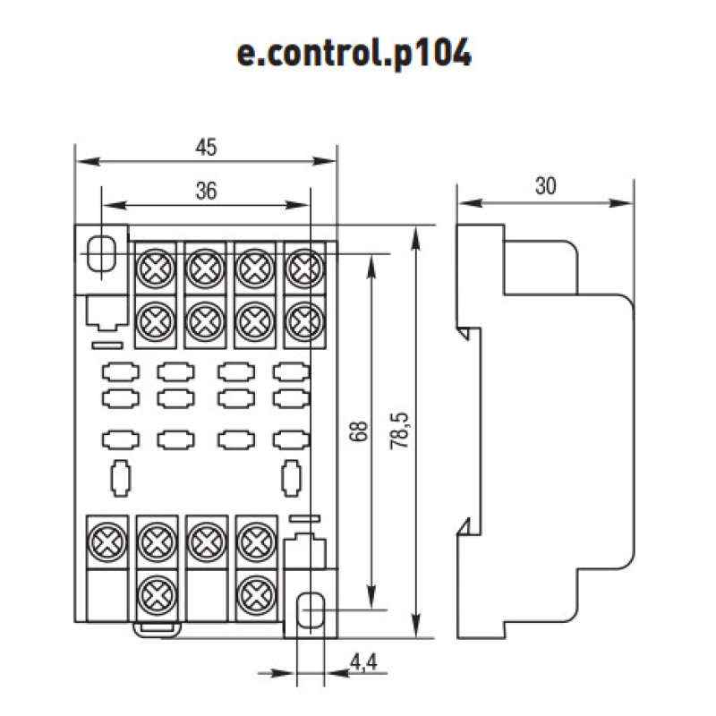 Разъем модульный E.Next e.control.p104s 10А на 4 группы контактов