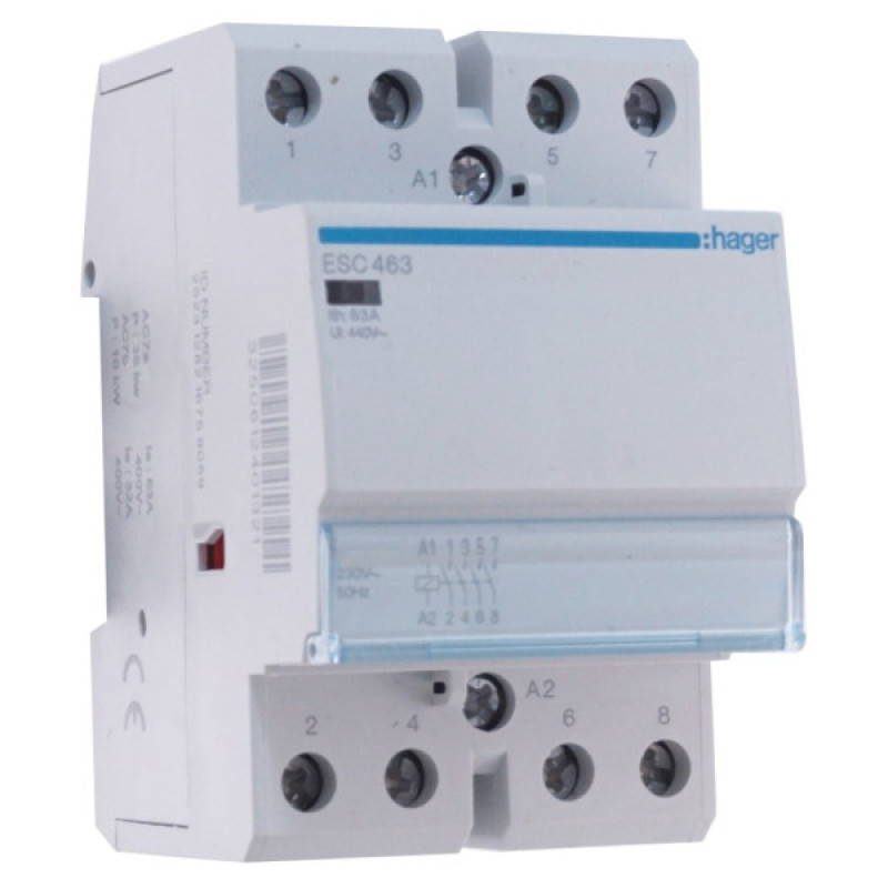 Контактор 63A ESC463 (4НО, 230В) 3м Hager