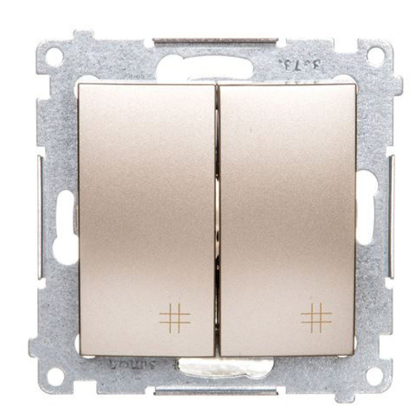 Двойной перекрестный выключатель Kontakt Simon Simon 54 Premium DW7/2.01/44 (золото)