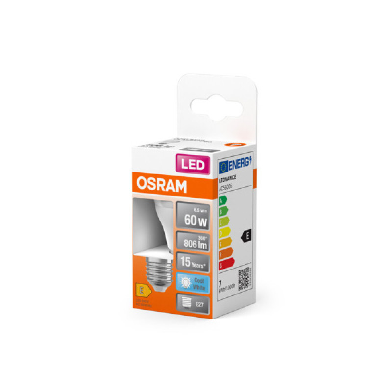 Светодиодная лампочка Osram 4099854022005 LED Star Classic P60 Frosted E27 1x6.5W 4000K 806Lm IP20