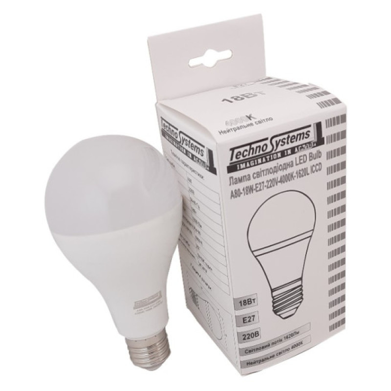 Світлодіодна лампа TNSy LED Cable Electro-A80-18W-E27-220V-4000K-1620L ICCD (TNSy5000043)