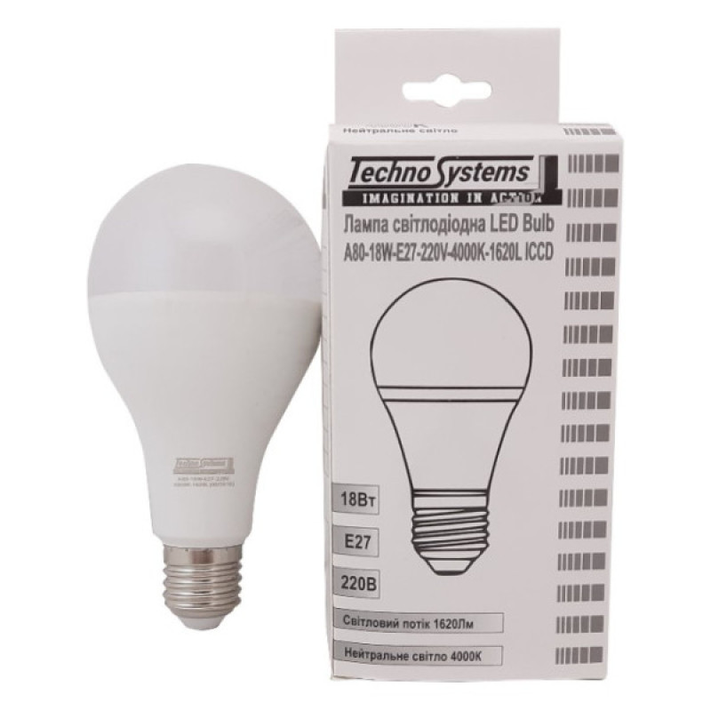 Світлодіодна лампа TNSy LED Cable Electro-A80-18W-E27-220V-4000K-1620L ICCD (TNSy5000043)