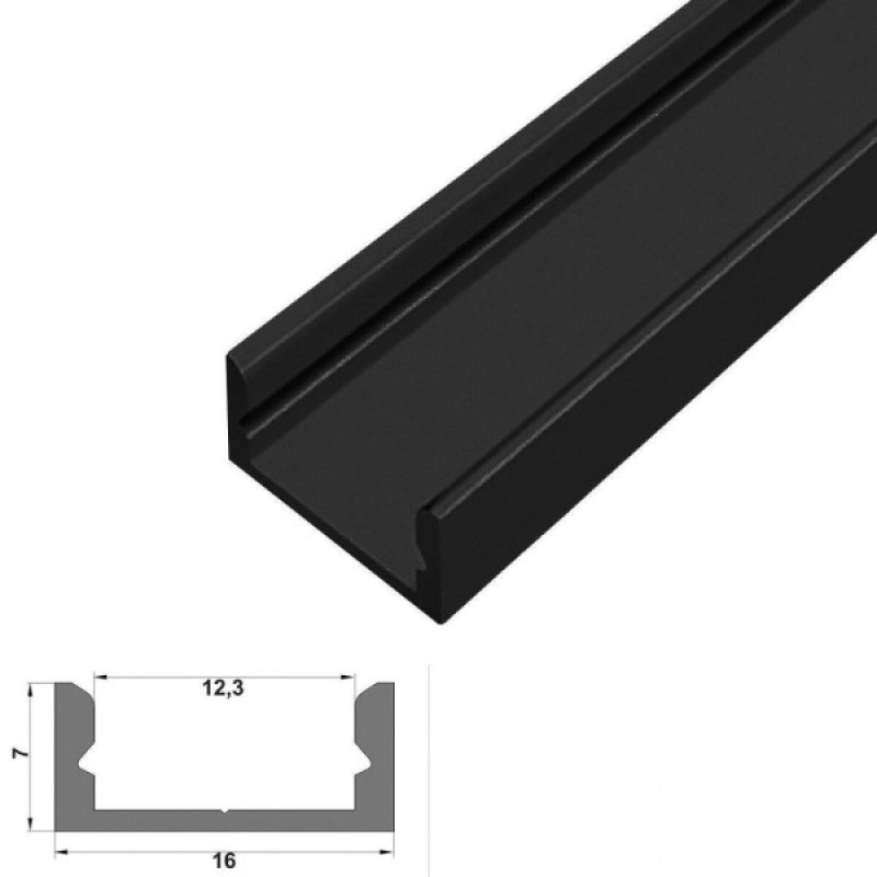 LED-профиль ЛП7е анодированный, 2 метра (ЛП7еЧ_1)
