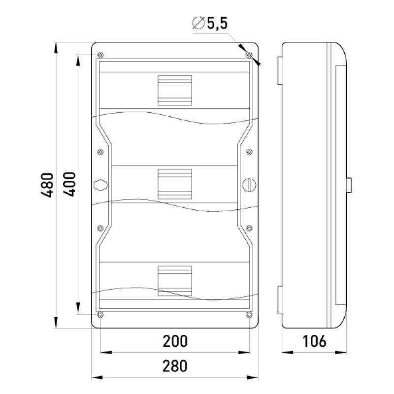 Навесной пластиковый корпус E.Next NT 37-модульный трехрядный IP40 (6671-137)
