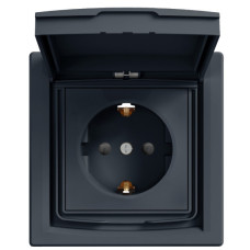 Розетка Schneider Electric Asfora EPH3100371 с заземлением и с шторками (антрацит)