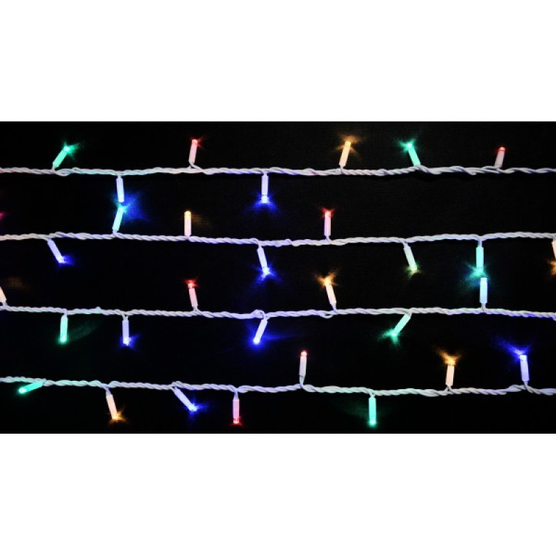 Вулична різнокольорова LED гірлянда Delux EN STRING 200LED (90012981) 20м (2х10м) 40 миготливих діодів IP44 білий шнур