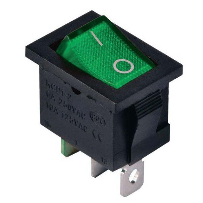 Переключатель TNSy KCD1-2-101N G/B с подсветкой зеленый (TNSy5500688)