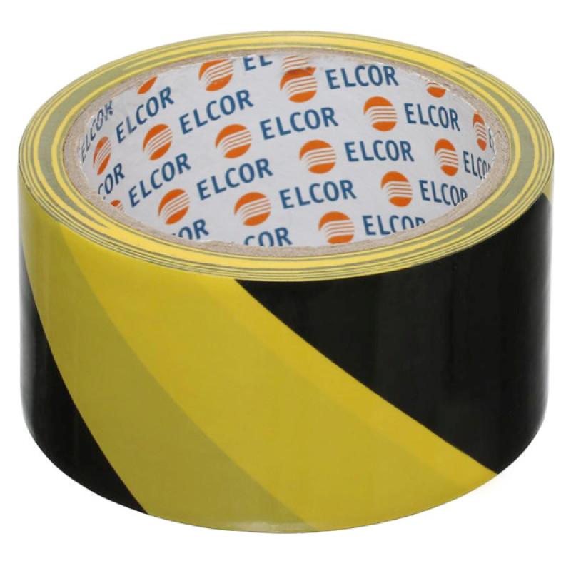 Оградительная клейкая лента Elcor 40206798 UNPVC5020 50мм (20м) черно-желтая
