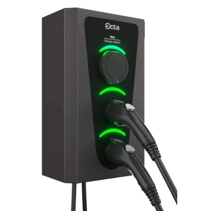 Бытовая зарядная станция Octa Energy W322-S-C1-C2 Wall на 22кВт (розетка 1ф + Type 1 + Type 2)
