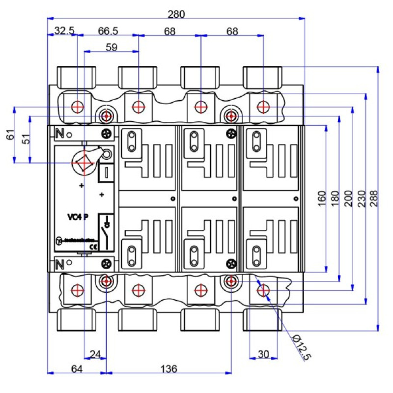 Вимикач навантаження Technoelectric VC4P 14004SM 800А