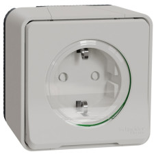 Накладная розетка Schneider Electric MUR39034 с з/к и шторками IP55 (белая)