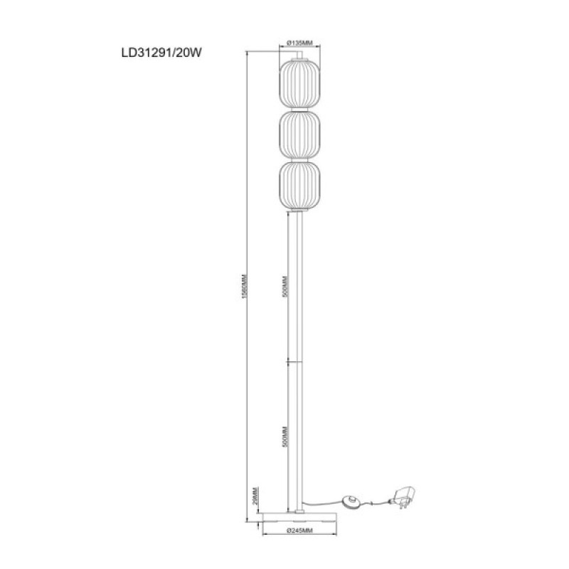 Торшер Zuma Line 5905316693555 Akari LED 1x20W 3000K/4500K/6500K 1639Lm IP20 золотой