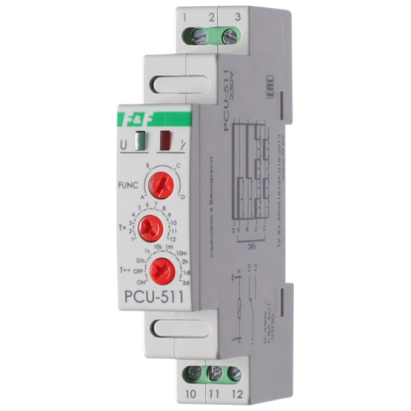 Электронное реле времени F&F PCU-511UNI 12-264В AC/DC 8А