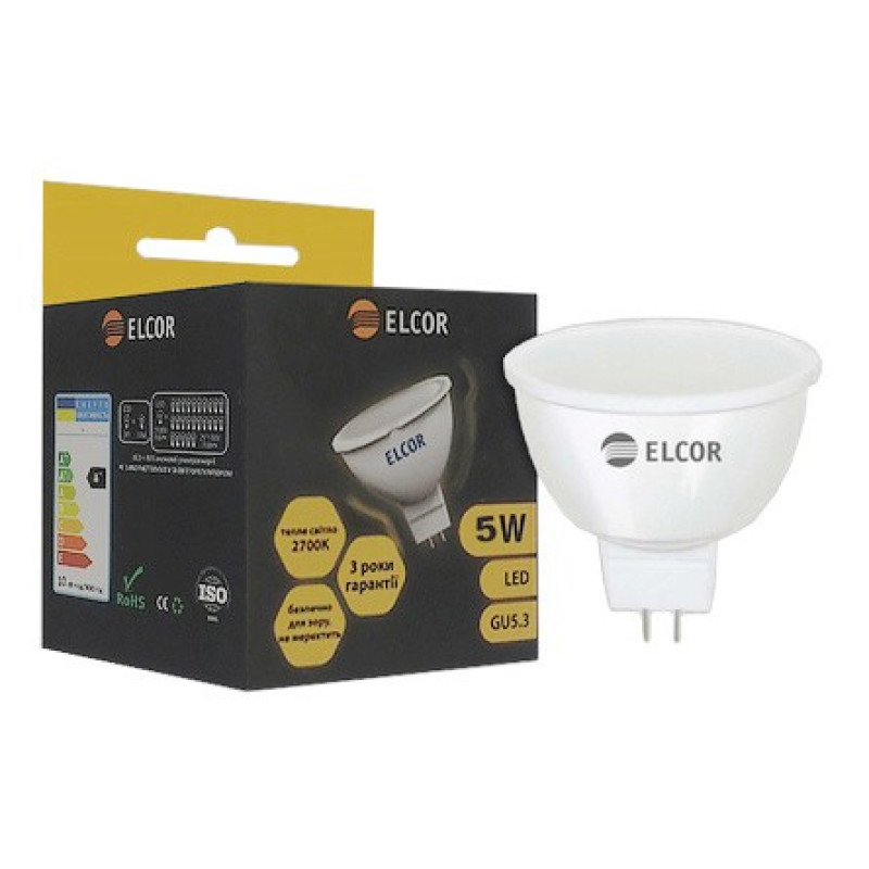 Светодиодная лампа Elcor 534328 GU5.3 MR16 5Вт 2700К