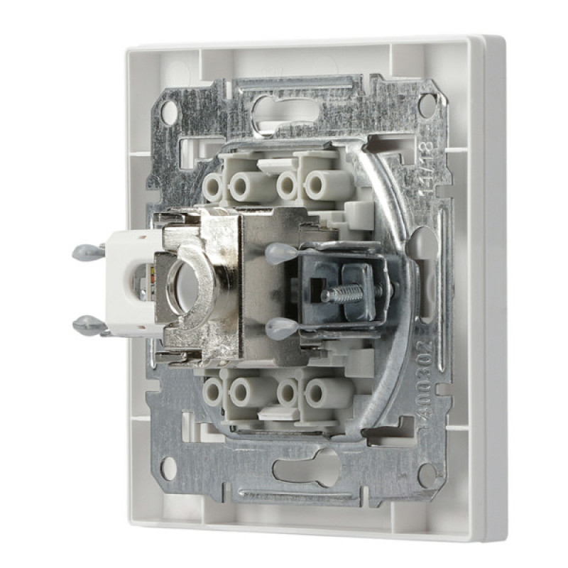 Розетка телефонна + комп'ютерна RJ45 + RJ12 кат.5е. подвійна біла Asfora, EPH4900121