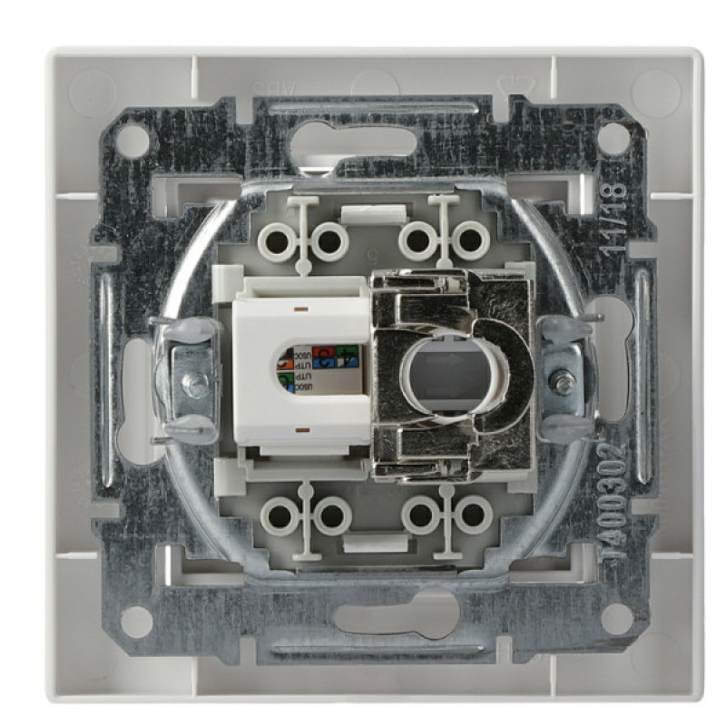 Розетка телефонна + комп'ютерна RJ45 + RJ12 кат.5е. подвійна біла Asfora, EPH4900121