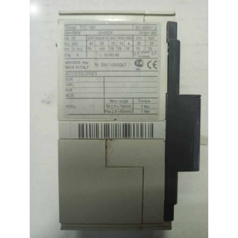 Автоматический выключатель ABB Тmax T1C 160A 3P (1SDA050902R1)