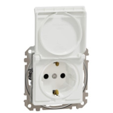 Розетка Schneider Electric Sedna Design & Elementsс заземлением шторками и крышкой белая SDD111024
