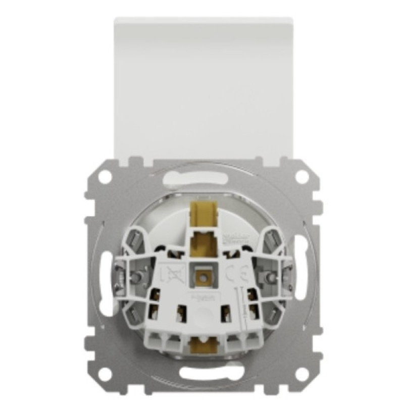 Розетка Schneider Electric Sedna Design & Elementsс заземлением шторками и крышкой белая SDD111024