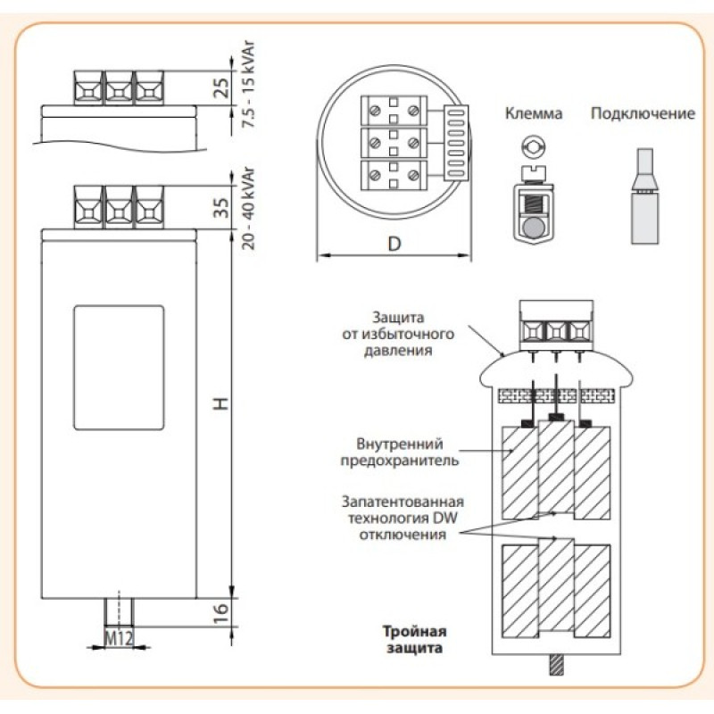 Конденсатор ETI 004656859 LPC-DW 440V 10 kVAr