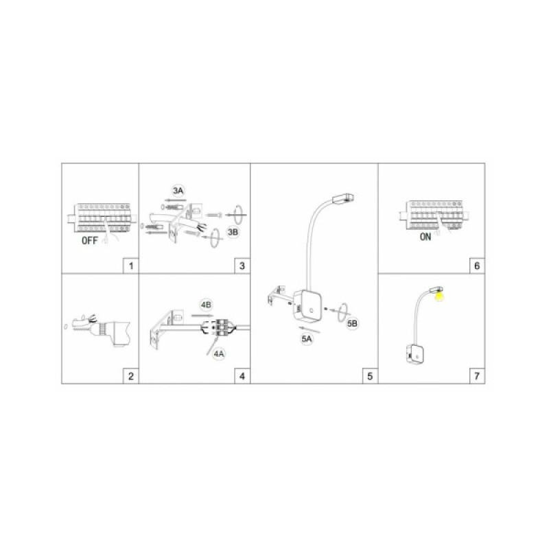 Бра, настенный светильник Kloodi WA-SNAKE SQ565 Snake Led 1x3W 3000K IP20 Bk