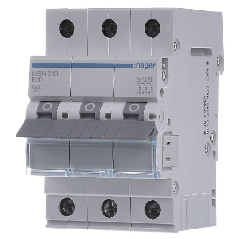 Автоматический выключатель Hager MBN310 6кА B 10A 3P