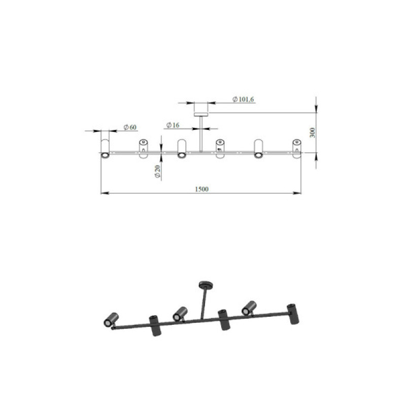 Люстра Pikart 26231-1 Spots GU10 6x60W IP20