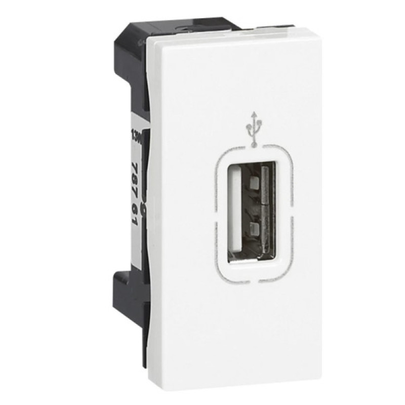 USB розетка Legrand Mosaic 1 модуль белая