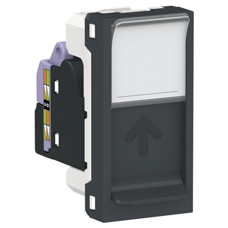 Одинарная компьютерная розетка Schneider Electric NU341454 RJ45 cat.6 UTP с полем для надписи 1М (антрацит)