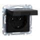 Механизм розетки SCHUKO с крышкой Merten System M, MEG2311-0403 (черный матовый)